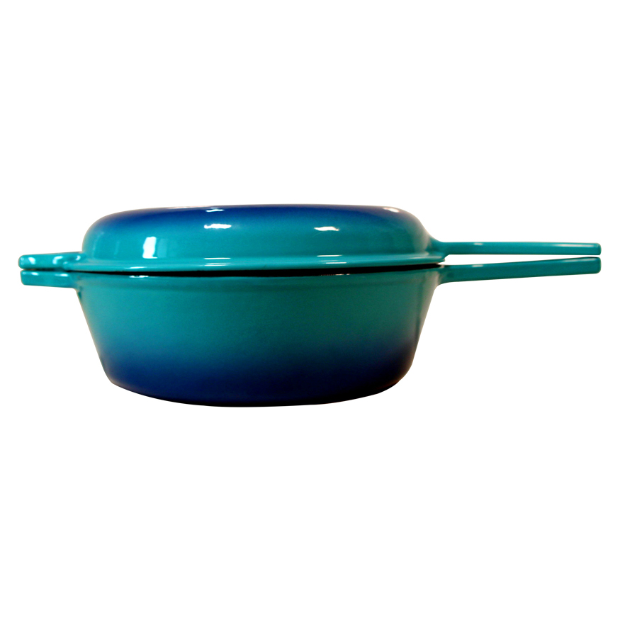 Double use Cast Iron Dutch Oven Cast Iron Casserole with long handle PCD265A